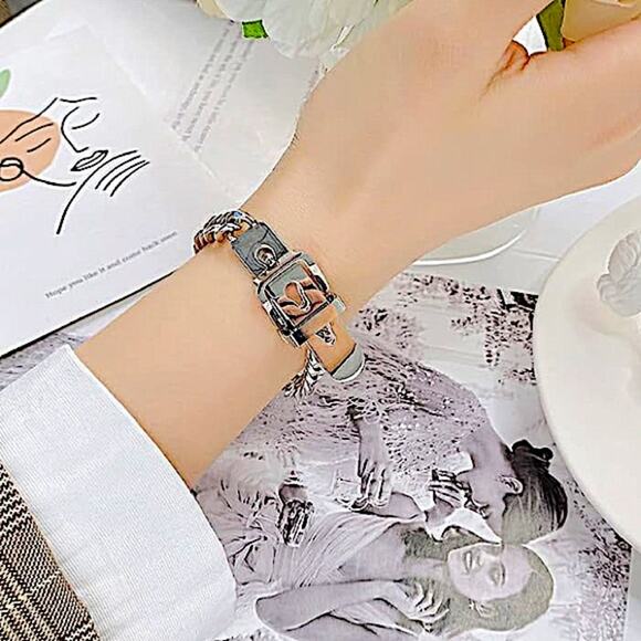 Belt Buckle Silver Chain Bracelet Stainless Steel - Picture 5 of 8